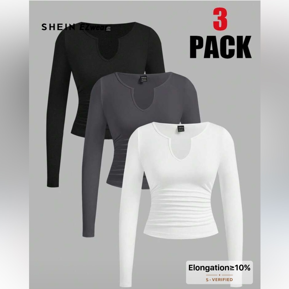 SHEIN Women's Long Sleeve Tops shirt - Black, Gray, and white xs bundle